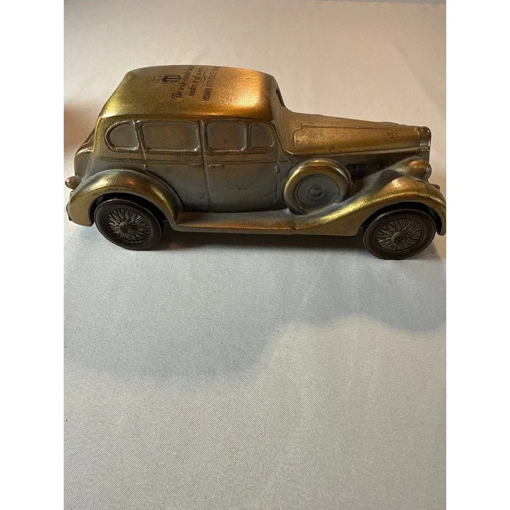 Vintage Banthrico 1937 Packard V-12 Coin Bank Homer City State Bank Gold w/ Box